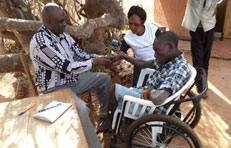 Nicholas in his wheelchair